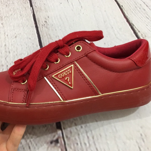 guess red trainers